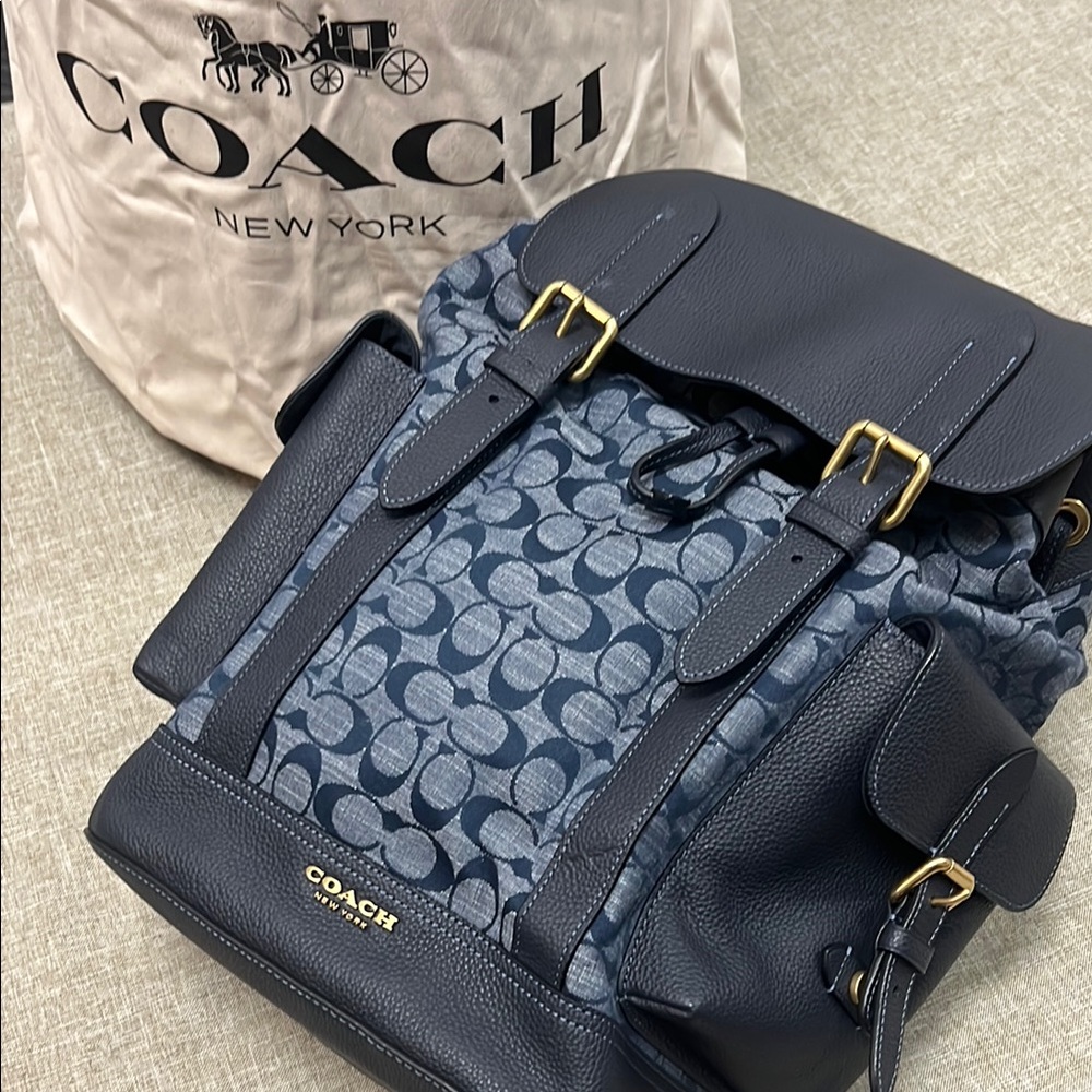Coach New York Blue and Black Backpack